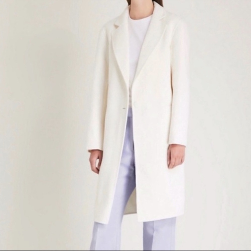 Sandro Ivory Long Wool Coat